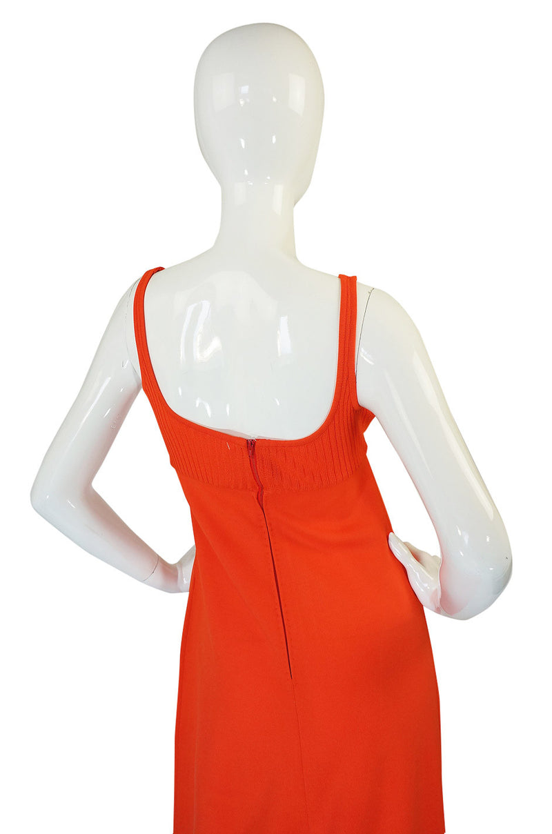 1970s Lanvin Knit Tangerine Halter Dress