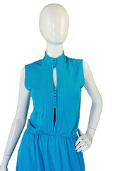 1970s Louis Feraud Turquoise Maxi Dress