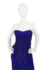 c1954 Ceil Chapman Strapless Bead & Sequin Silk Dress