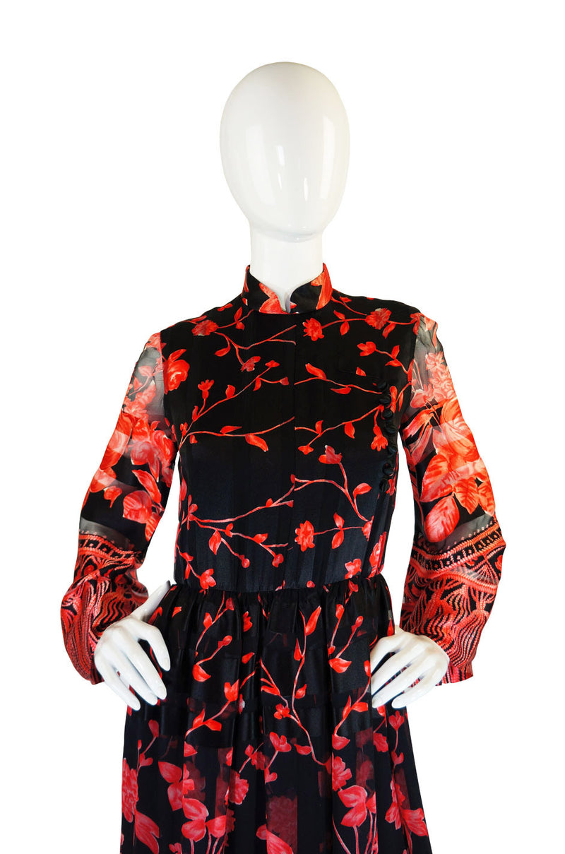 1960s Silk Coral Oscar De La Renta Gown