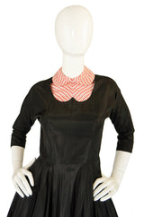 Early 1950s Peppermint Stripe Silk Dress