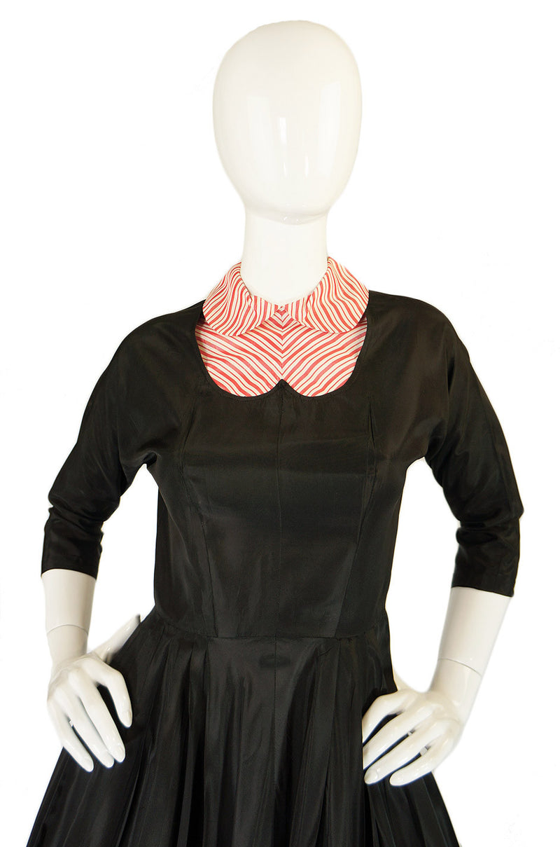 Early 1950s Peppermint Stripe Silk Dress