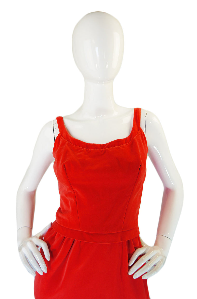 1950s Coral Emma Domb Rose Dress