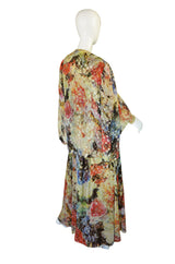 1970s Pauline Trigere Silk & Lame Gown