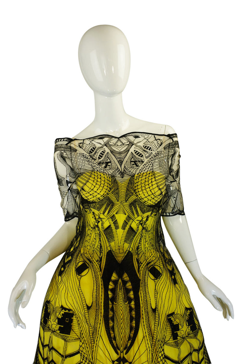 vintage alexander mcqueen dress Black and Gold Chloe Vintage Alexander Mcqueen S/S 2008 Hot