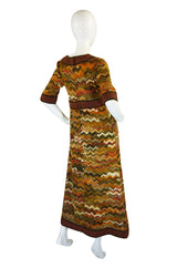 1970s Iconic Jean Varon Knit Maxi Dress