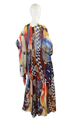 1970s Hanae Mori Silk Chiffon Caftan Set