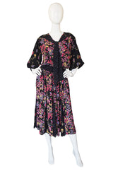 1970s Diane Freis Print Georgette Dress