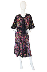1970s Diane Freis Print Georgette Dress