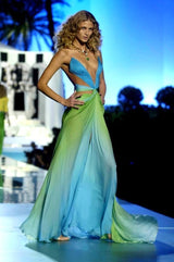 Incredible 2006-2007 Roberto Cavalli Black Silk Extreme Plunge Dress w Trained Silk Chiffon Skirts