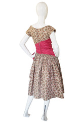 1950s Paisley & Gold Print Party Dress