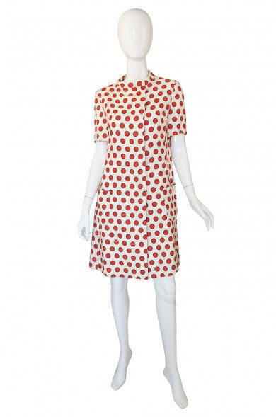 1960s Linen Dot Coat or Dress
