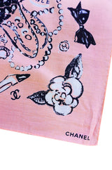 S/S 1993 Pink Cotton Chanel Logo Pocket Square Scarf