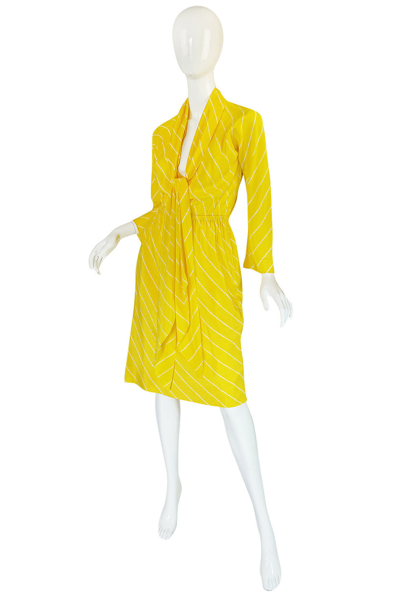 S/S 1976 Halston Demi-Couture Bias Cut Yellow Silk Dress