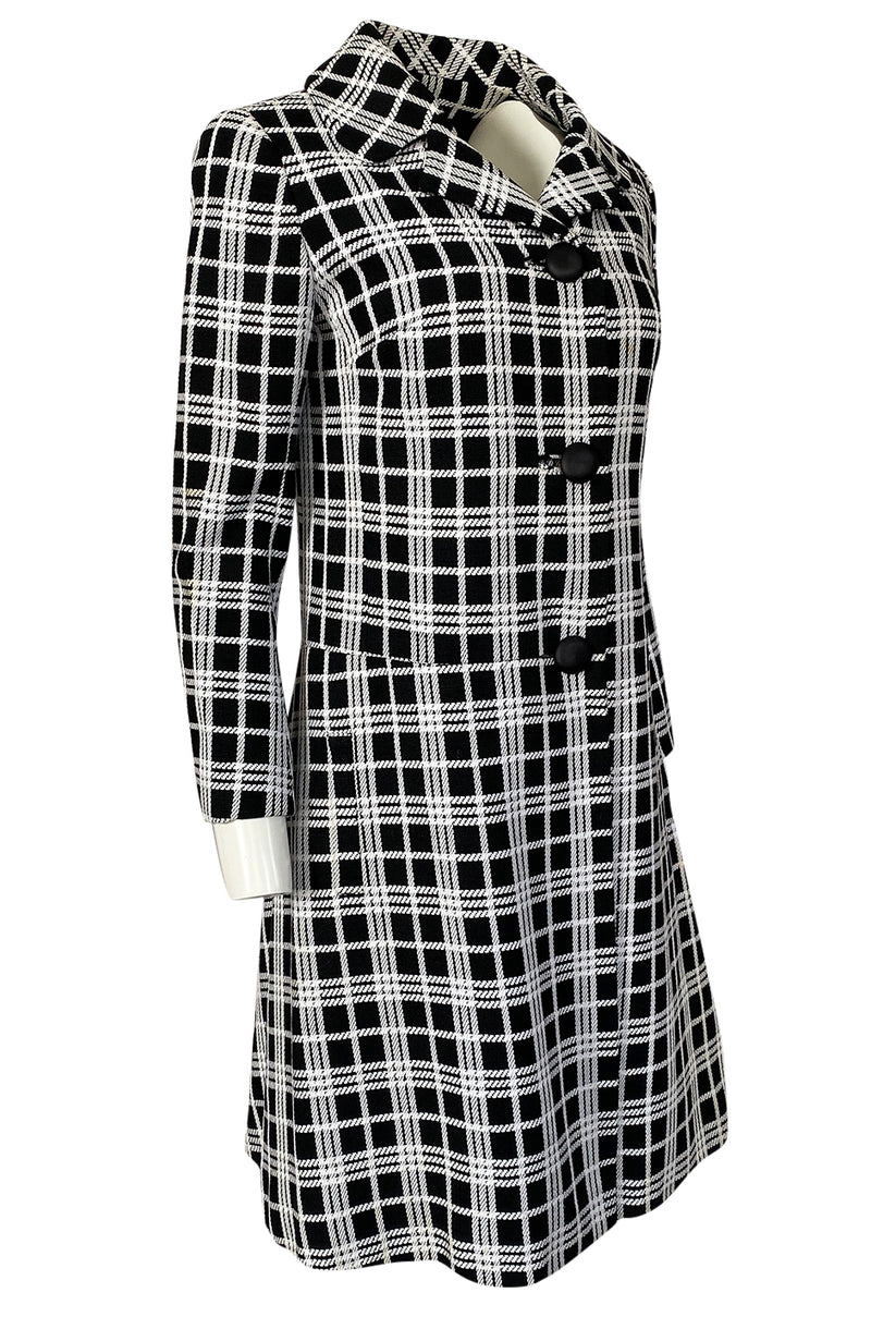 Spring 1970 Diorling by Christian Dior Numbered Mod Black & White Check Coat