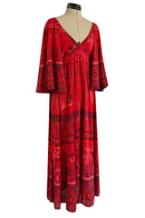 Spring 2017 Valentino by PierPaolo Piccioli Red Silk Dress w Zandra Rhodes Print