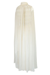 Spring 1961 Balmain Haute Couture Lesage Ivory Beaded Dress w Detachable Cape