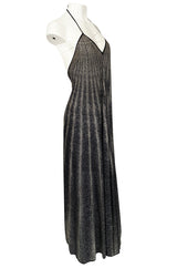 Spring 1976 Missoni Black & White Dot Print Liquid Jersey Plunge Bare Back Dress