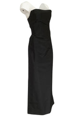 Minimalist 1990s Richard Tyler Couture Strapless Black Silk Dress