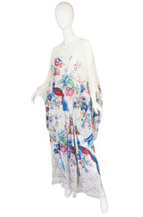 1970s Oscar de la Renta Attr Silk Chiffon Maxi Dress