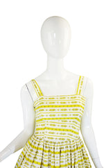 Pretty 1950s Yellow Printed Crisp Cotton Sun Dress