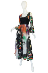 Museum Exhibited 1971 RTW Thea Porter Painted Print Dress