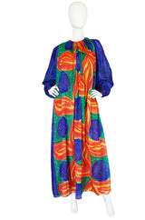 1970s Beautiful Tie Dye Silk Chiffon Caftan Dress