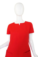 1980s Red Seamed Courreges Shift Dress