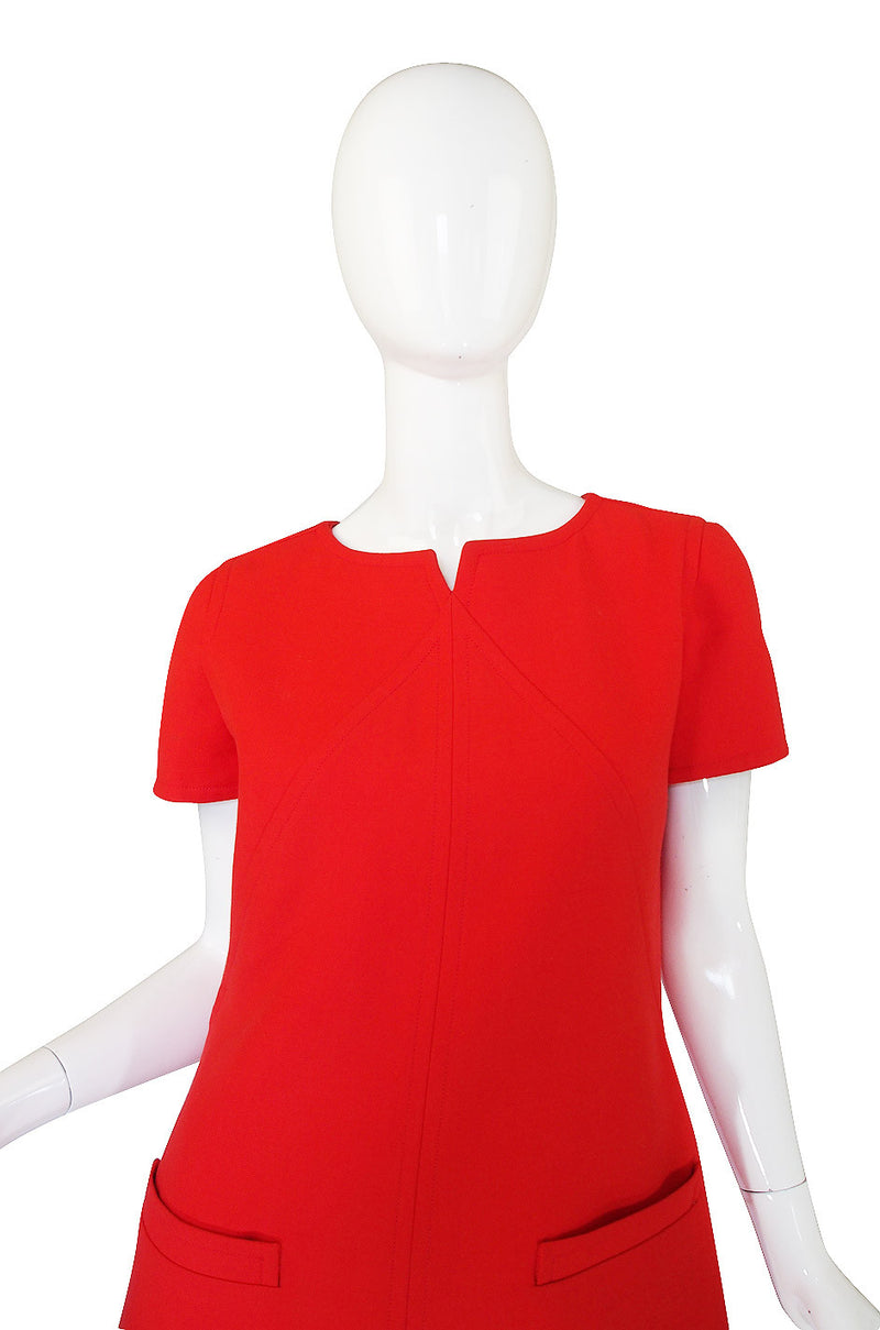1980s Red Seamed Courreges Shift Dress