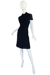 c1968 Guy Laroche Haute Couture Navy Silk Dress Ensemble