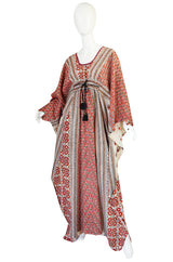 1960s Amazing & Beautiful Printed Indian Cotton Caftan