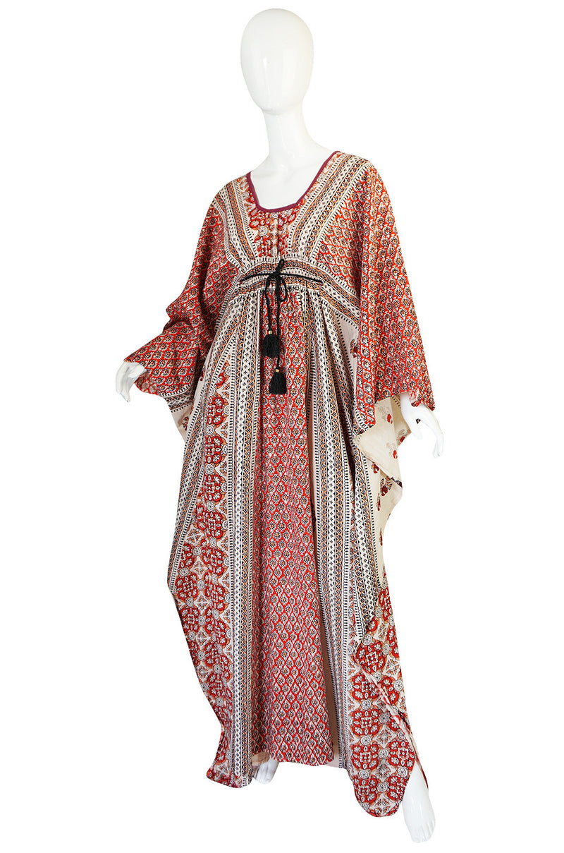 1960s Amazing & Beautiful Printed Indian Cotton Caftan