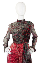 1970s Silk Chiffon Mollie Parnis Dress