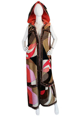 c1968 Rare Pucci Beach Velvet Cape with Removable Hood