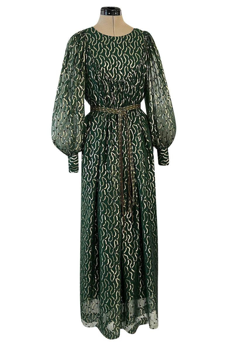 Extraordinary 1970s Christian Dior by Marc Bohan Gold Metallic Green S Shrimpton Couture Extraordinary 1970s Christian Dior by Marc Bohan Gold Metallic Green S Shrimpton Couture