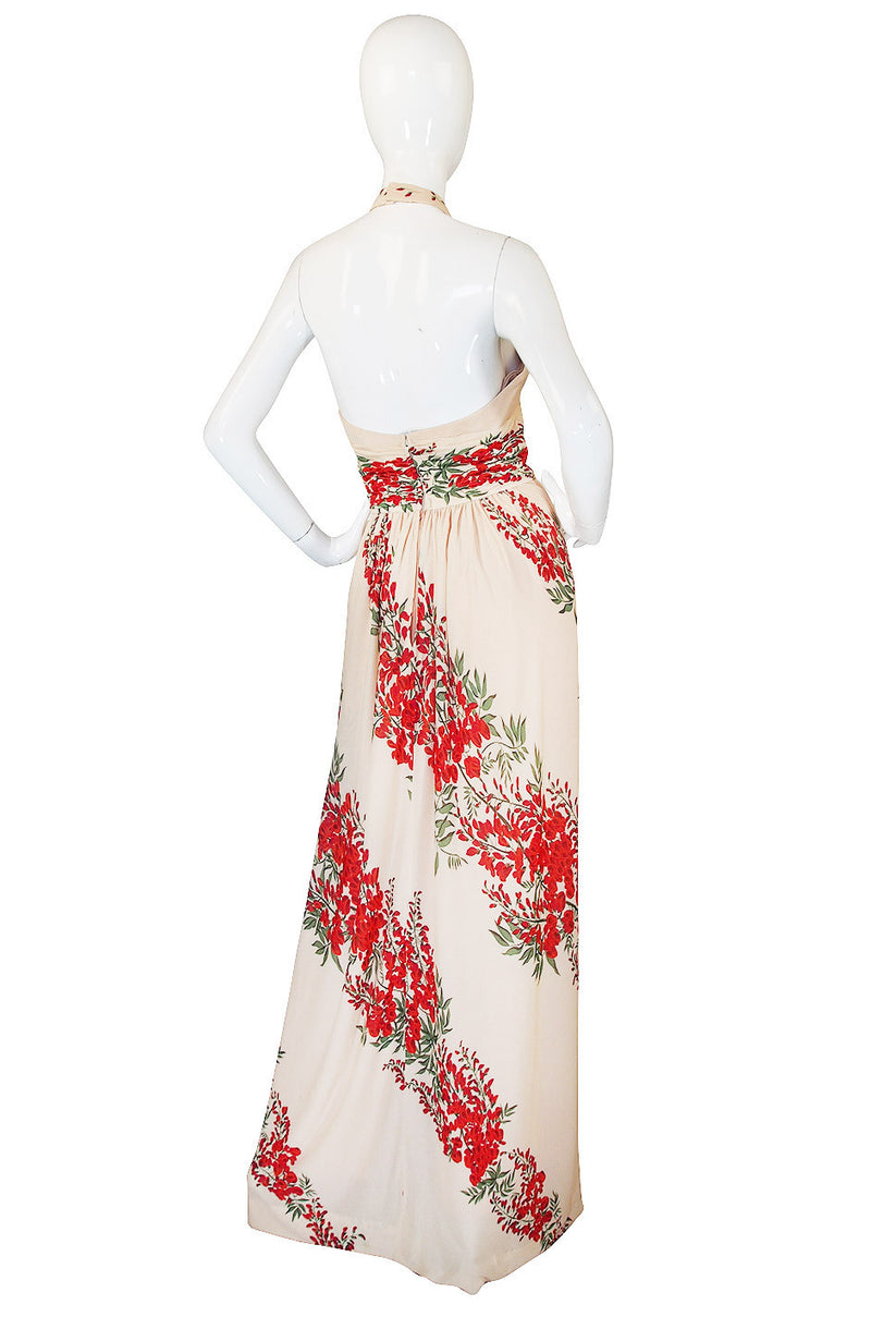 1970s Silk Jersey Alfred Bosand Backless Dress