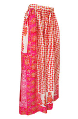1960s Pink Printed Fine Thai Skirt with a Huge Matching Scarf