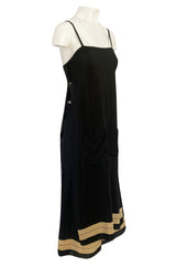 1970s Sonia Rykiel Wide Legged Cropped Pant & Long Tunic Evening Set w Draped Pockets
