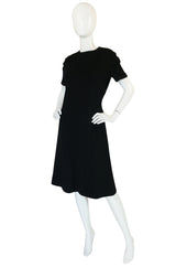 1960s Little Black Shift Dress with Curved Seams