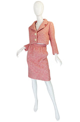 c1963-65 Norman Norell Pink Boucle Cropped Jacket Suit