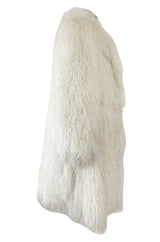 Gorgeous 1970s Jerry Sorbara Longer Cut Fluffy White Toned Mongolian Sheepskin Coat