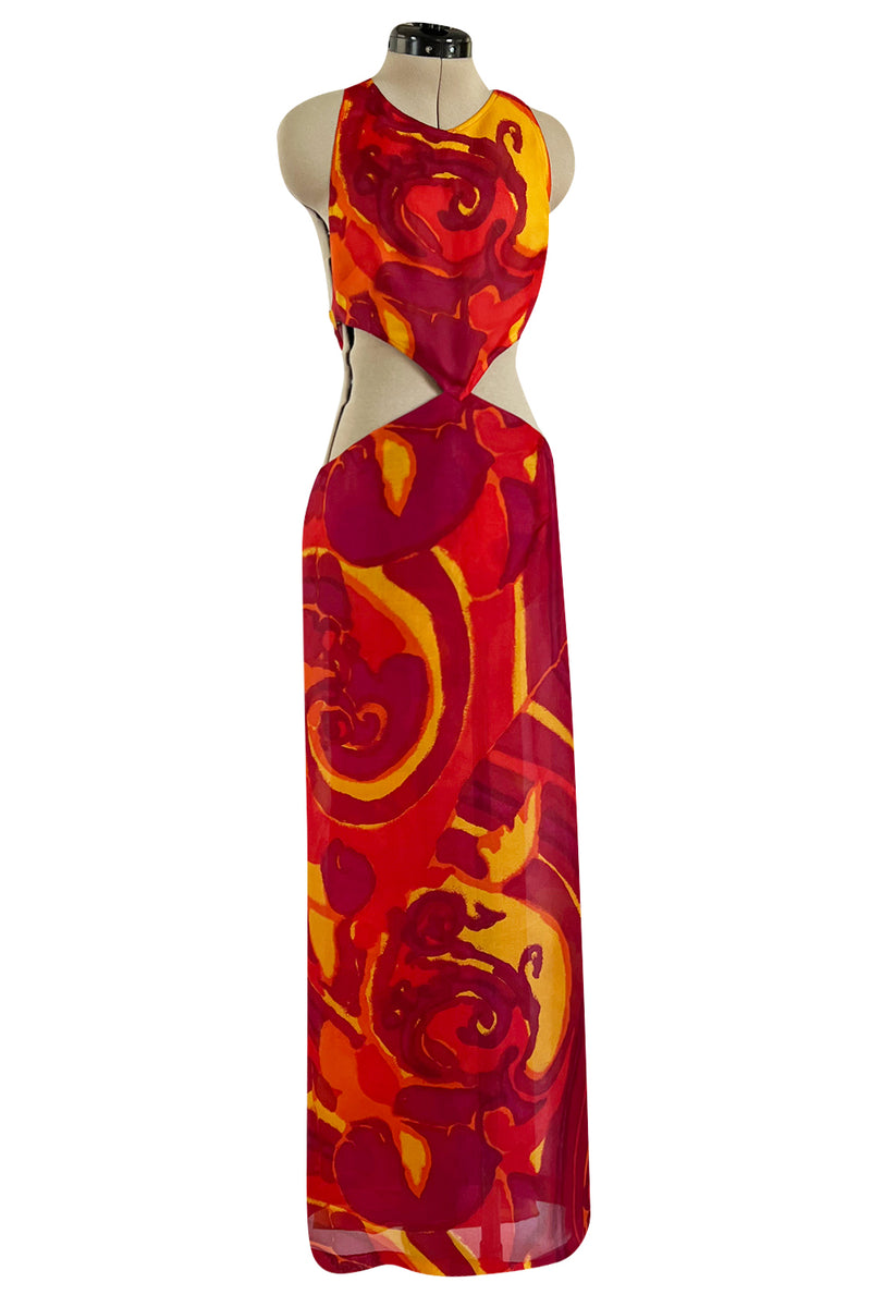 Important & Rare Spring 1966 Madame Gres Printed Silk Chiffon Cut Out – Shrimpton Couture