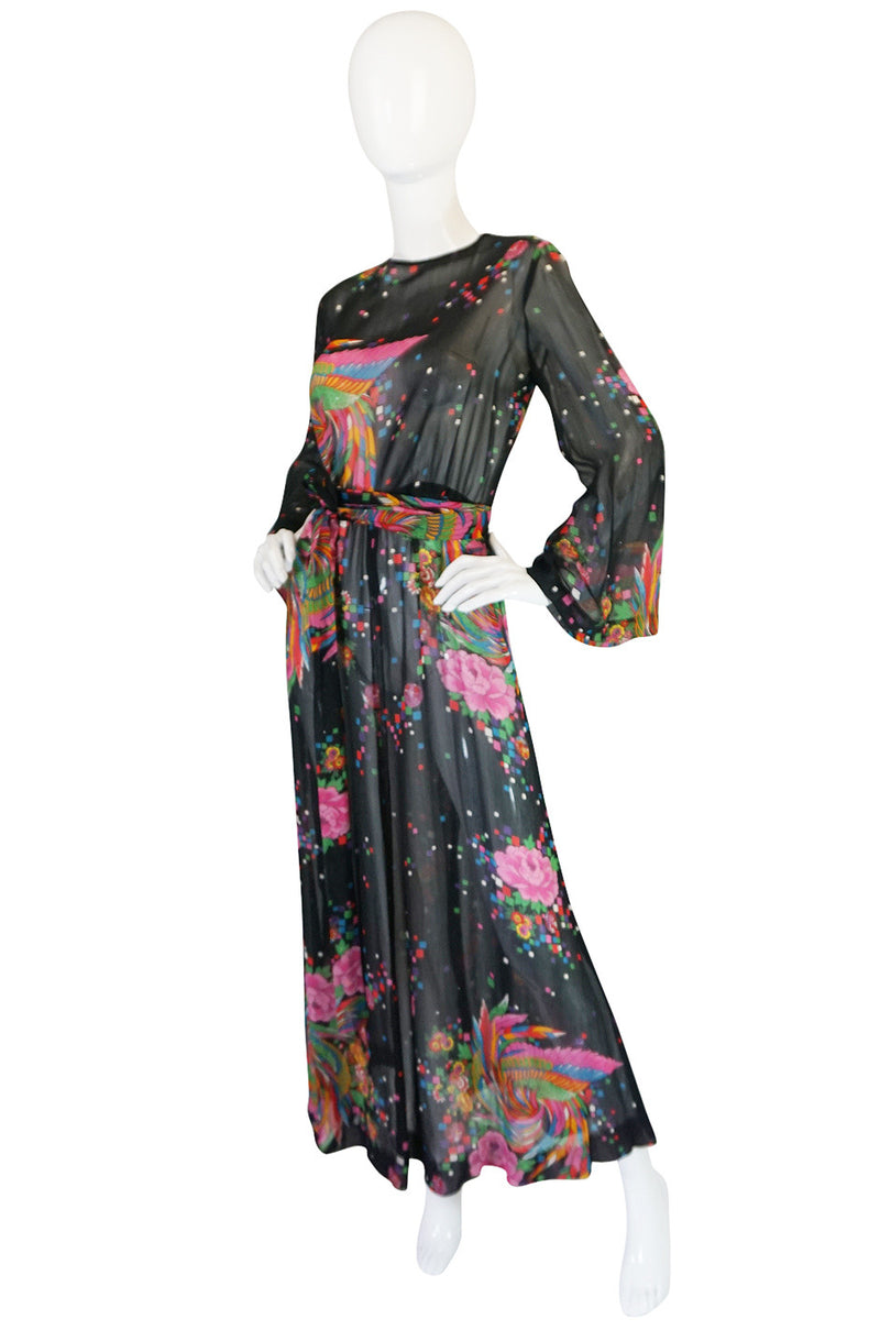 1970s Semi Transparent Printed Chiffon Malcolm Starr