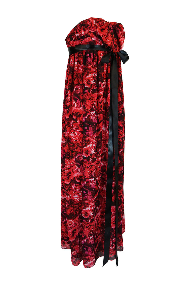 Recent Giambattista Valli Impulse Red Floral Strapless Dress