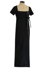 Incredible 1963 Norman Norell Black Crepe Button Dress Twin Worn by Judy Garland