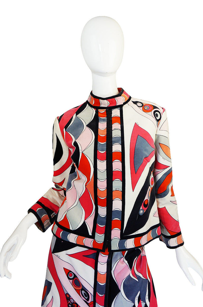 1960s Beautiful Velvet Coral Pucci Jacket & Skirt