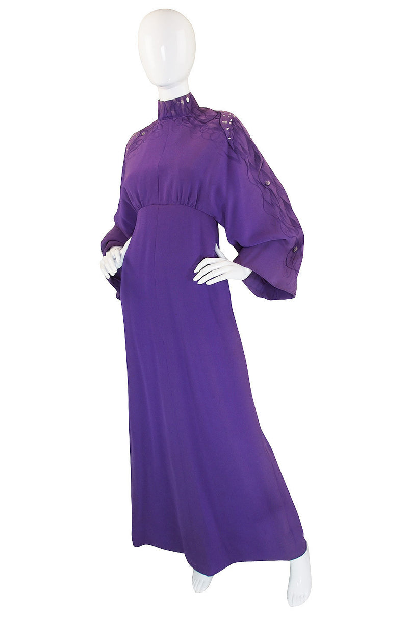 1960s Hand Painted George Halley Couture Gown