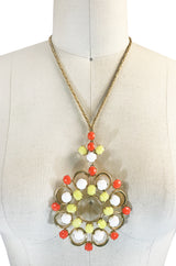 Exceptional 1960s Schreiner NY Poured Glass Brooch Necklace