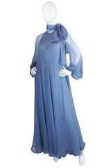 Documented Fall 1973 Haute Couture Yves Saint Laurent Silk Gown