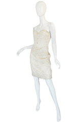 1980s Zandra Rhodes Gold & Cream Bustier Skirt Set